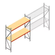Grootvakstelling AR 2250x2250x600 mm (hxbxd) 2 niveaus verzinkt beginsectie met voorgemonteerde frames
