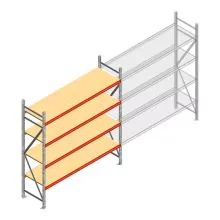 Grootvakstelling AR 2250x2010x600 mm (hxbxd) 4 niveaus verzinkt beginsectie met voorgemonteerde frames