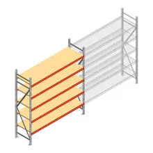 Grootvakstelling AR 2250x2010x600 mm (hxbxd) 5 niveaus verzinkt beginsectie met voorgemonteerde frames