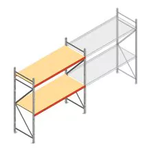 Grootvakstelling AR 2250x2010x800 mm (hxbxd) 2 niveaus verzinkt beginsectie met voorgemonteerde frames