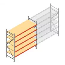 Grootvakstelling AR 2250x2010x800 mm (hxbxd) 5 niveaus verzinkt beginsectie met voorgemonteerde frames