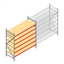 Grootvakstelling AR 2250x2010x800 mm (hxbxd) 6 niveaus verzinkt beginsectie met voorgemonteerde frames