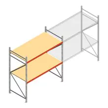 Grootvakstelling AR 2250x2010x1000 mm (hxbxd) 2 niveaus verzinkt beginsectie met voorgemonteerde frames