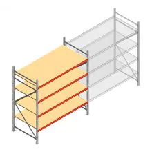 Grootvakstelling AR 2250x2010x1000 mm (hxbxd) 4 niveaus verzinkt beginsectie met voorgemonteerde frames