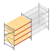 Grootvakstelling AR 2250x2010x1200 mm (hxbxd) 4 niveaus verzinkt beginsectie met voorgemonteerde frames