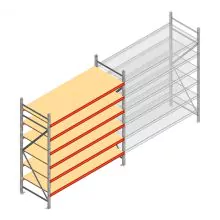 Grootvakstelling AR 2500x2250x800 mm (hxbxd) 6 niveaus verzinkt beginsectie met voorgemonteerde frames