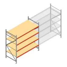 Grootvakstelling AR 2500x2250x1000 mm (hxbxd) 4 niveaus verzinkt beginsectie met voorgemonteerde frames