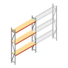 Grootvakstelling AR 3000x2250x400 mm (hxbxd) 3 niveaus verzinkt beginsectie