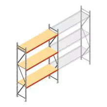 Grootvakstelling AR 3000x2010x600 mm (hxbxd) 3 niveaus verzinkt beginsectie met voorgemonteerde frames