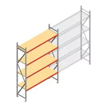 Grootvakstelling AR 3000x2250x600 mm (hxbxd) 4 niveaus verzinkt beginsectie met voorgemonteerde frames