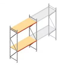 Grootvakstelling AR 3000x2250x800 mm (hxbxd) 2 niveaus verzinkt beginsectie