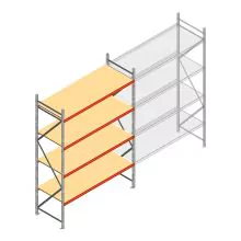Grootvakstelling AR 3000x2250x800 mm (hxbxd) 4 niveaus verzinkt beginsectie
