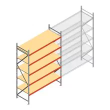 Grootvakstelling AR 3000x2250x800 mm (hxbxd) 5 niveaus verzinkt beginsectie