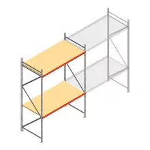 Grootvakstelling AR 3000x2250x1000 mm (hxbxd) 2 niveaus verzinkt beginsectie