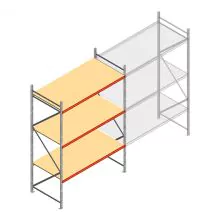Grootvakstelling AR 3000x2250x1000 mm (hxbxd) 3 niveaus verzinkt beginsectie