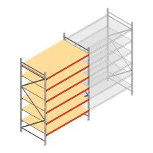 Grootvakstelling AR 3000x2250x1200 mm (hxbxd) 6 niveaus verzinkt beginsectie