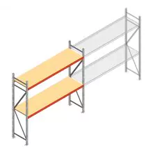 Grootvakstelling AR 2250x2700x600 mm (hxbxd) 2 niveaus verzinkt beginsectie met voorgemonteerde frames