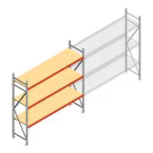 Grootvakstelling AR 2250x2700x600 mm (hxbxd) 3 niveaus verzinkt beginsectie met voorgemonteerde frames