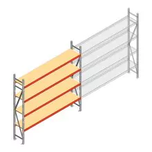 Grootvakstelling AR 2500x2700x400 mm (hxbxd) 4 niveaus verzinkt beginsectie