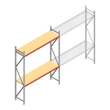 Grootvakstelling AR 3000x2700x600 mm (hxbxd) 2 niveaus verzinkt beginsectie