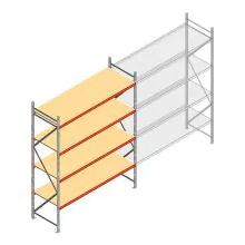 Grootvakstelling AR 3000x2700x800 mm (hxbxd) 4 niveaus verzinkt beginsectie