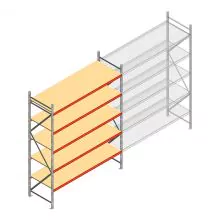 Grootvakstelling AR 3000x2700x800 mm (hxbxd) 5 niveaus verzinkt beginsectie
