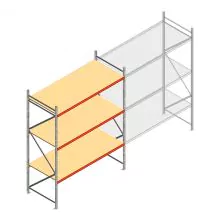Grootvakstelling AR 3000x2700x1000 mm (hxbxd) 3 niveaus verzinkt beginsectie