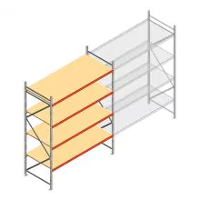 Grootvakstelling AR 3000x2700x1000 mm (hxbxd) 4 niveaus verzinkt beginsectie