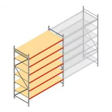 Grootvakstelling AR 3000x2700x1000 mm (hxbxd) 6 niveaus verzinkt beginsectie met voorgemonteerde frames