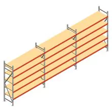 Voordeelrij grootvakstelling AR 3000x5750x600 mm (hxbxd) 5 niveaus met voorgemonteerde frames