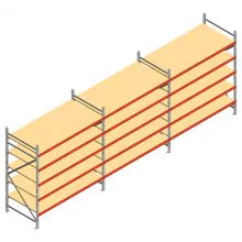 Voordeelrij grootvakstelling AR 3000x6230x1000 mm (hxbxd) 5 niveaus met voorgemonteerde frames