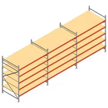 Voordeelrij grootvakstelling AR 3000x5750x1200 mm (hxbxd) 5 niveaus met voorgemonteerde frames