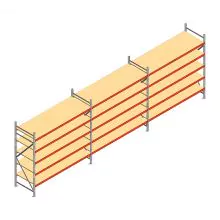 Voordeelrij grootvakstelling AR 3000x6950x900 mm (hxbxd) 5 niveaus met voorgemonteerde frames