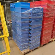 Voordeelpartij 64 gebruikte magazijnbakken 500x310x140 mm (lxbxh) blauw