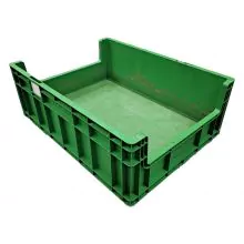 Gebruikte kunststof stapelbak, magazijnbak 800x600x290 mm (lxbxh) groen