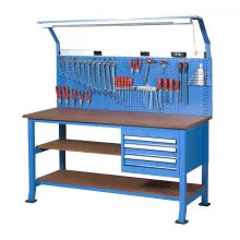 Werktafel met 3 laden 1900x1700x700mm (hxbxd) blauw