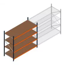 Grootvakstelling Kimer 2250x2400x1000 mm (hxbxd) 4 niveaus beginsectie met voorgemonteerde frames