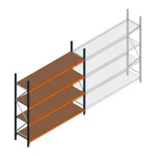 Grootvakstelling Kimer 2500x2400x600 mm (hxbxd) 4 niveaus beginsectie met voorgemonteerde frames