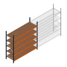 Grootvakstelling Kimer 2500x2400x800 mm (hxbxd) 5 niveaus beginsectie met voorgemonteerde frames