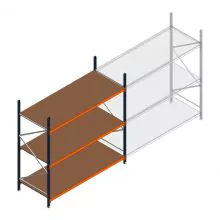 Grootvakstelling Kimer 2500x2400x1000 mm (hxbxd) 3 niveaus beginsectie met voorgemonteerde frames