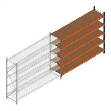 Grootvakstelling Kimer 2000x2400x600 mm (hxbxd) 5 niveaus aanbouwsectie met voorgemonteerde frames