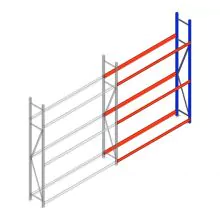 Bandenstelling grootvak AR 2500x2010x400 mm (hxbxd) 3 niveaus aanbouwsectie