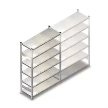 Gebruikte legbordstelling Schafer R3000 2300x1280x800 mm (hxbxd) 6 niveaus beginsectie