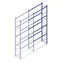 Gebruikte Stow palletstelling 5500x2700x1100mm (hxbxd) 4 niveaus aanbouwsectie
