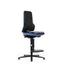 Bimos werkstoel Neon met glijders en voetsteun Blauw