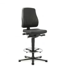 Bimos werkstoel All-in-One met glijders en voetenring Zwart