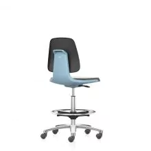 Bimos werkstoel Labsit met wieltjes en voetenring Blauw
