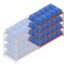 Bakkenkast AR 2000x2250x1200 mm (hxbxd) 4 niveaus met 40 distributiebakken aanbouwsectie
