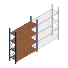 Grootvakstelling Kimer 2250x1500x600 mm (hxbxd) 4 niveaus beginsectie met voorgemonteerde frames