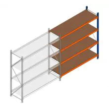 Grootvakstelling Kimer 1750x1500x600 mm (hxbxd) 4 niveaus aanbouwsectie met voorgemonteerde frames